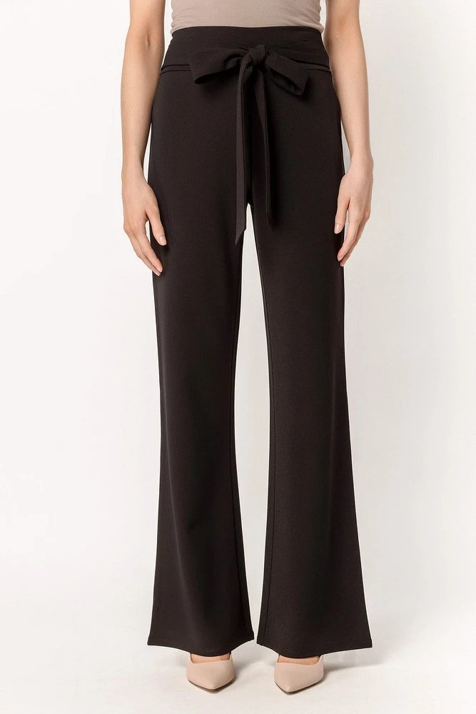 Stretch Crepe Pant with Tie-Belt