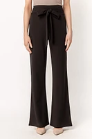 Stretch Crepe Pant with Tie-Belt