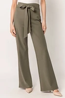 Stretch Crepe Pant with Tie-Belt
