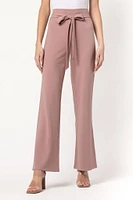 Stretch Crepe Pant with Tie-Belt