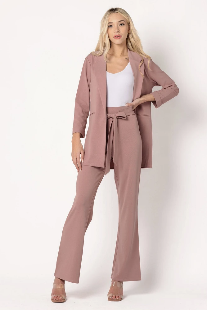 Stretch Crepe Pant with Tie-Belt