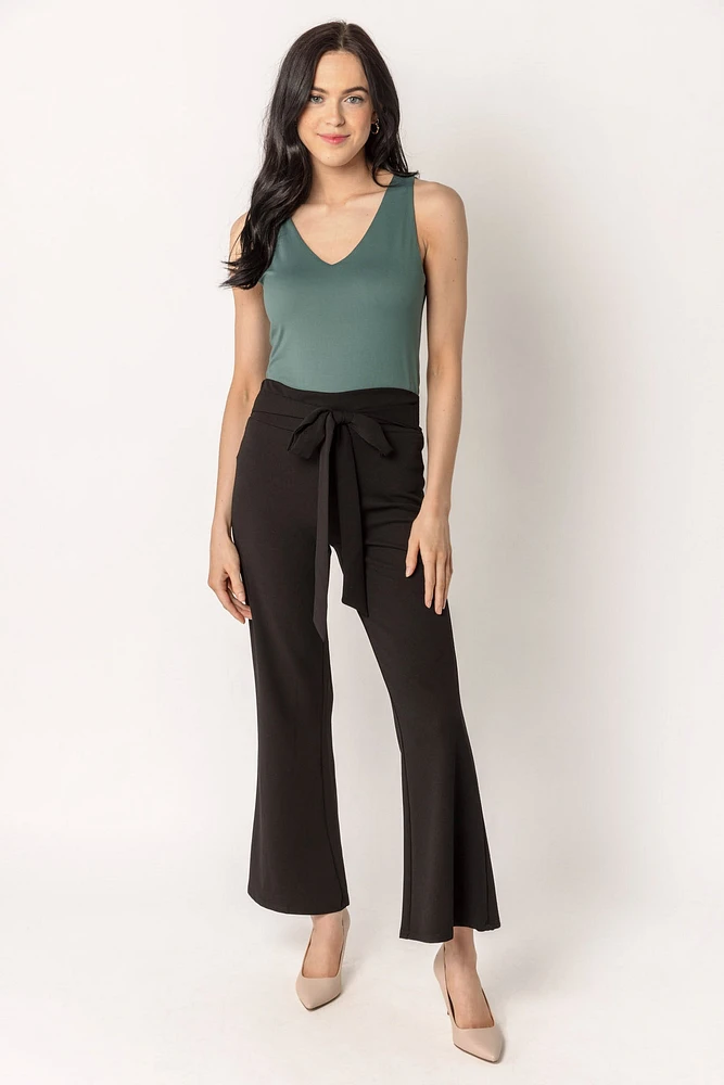 Scuba Crepe Pant with Tie-Belt  - Short Inseam