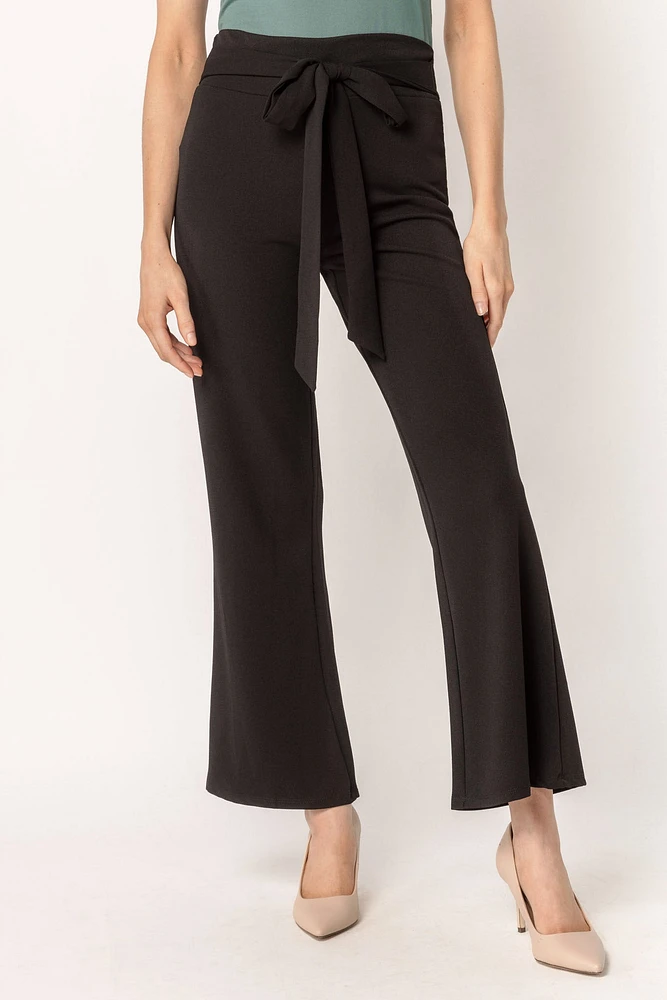 Stretch Crepe Pant with Tie-Belt  - Short Inseam