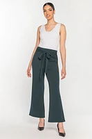 Stretch Crepe Pant with Tie-Belt  - Short Inseam