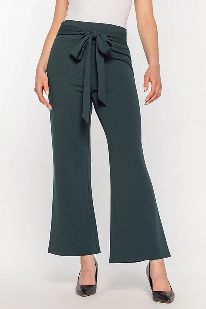 Stretch Crepe Pant with Tie-Belt  - Short Inseam