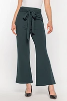 Stretch Crepe Pant with Tie-Belt  - Short Inseam
