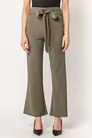 Stretch Crepe Pant with Tie-Belt  - Short Inseam