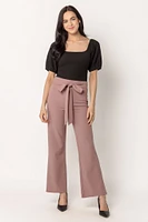 Stretch Crepe Pant with Tie-Belt  - Short Inseam