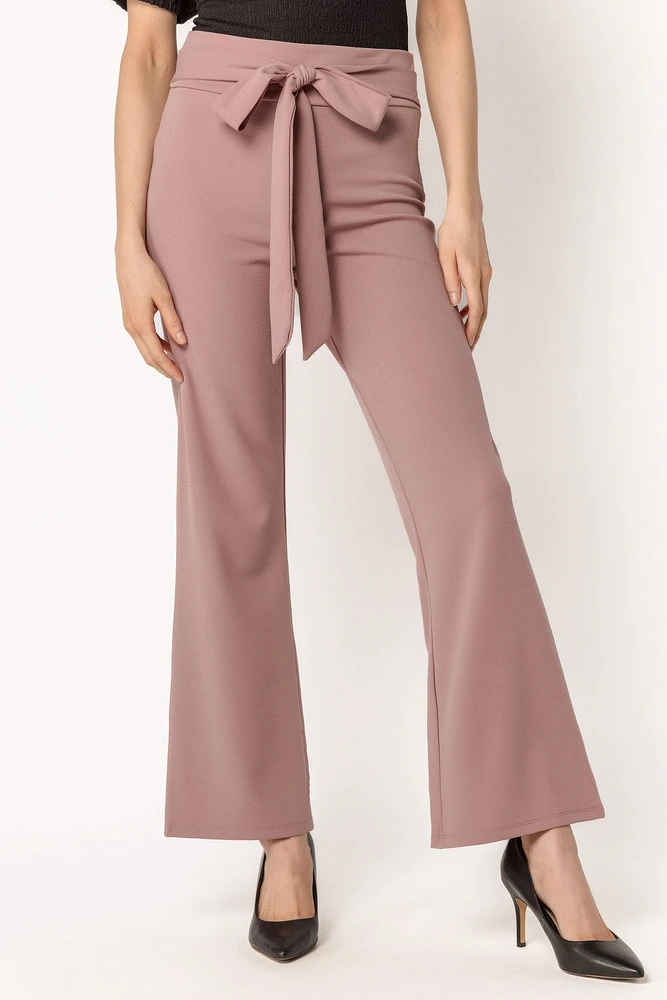 Stretch Crepe Pant with Tie-Belt  - Short Inseam