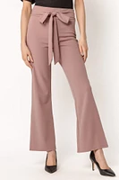 Stretch Crepe Pant with Tie-Belt  - Short Inseam