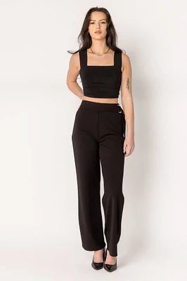 Scuba Crepe High-Rise Wide-Leg Pant