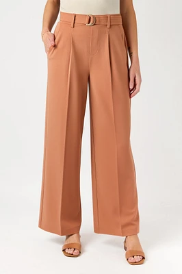 Knit Crepe Wide-Leg Pant with D-Ring Belt