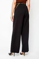 Knit Crepe High-Rise Pant with Chain-Belt