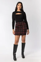 Jillian Plaid Jacquard Bodycon Mini Skirt