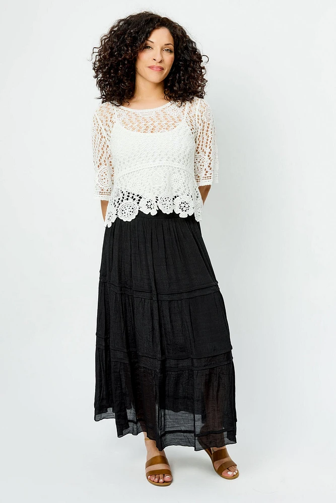 Gauze Tiered Maxi Skirt