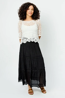 Gauze Tiered Maxi Skirt