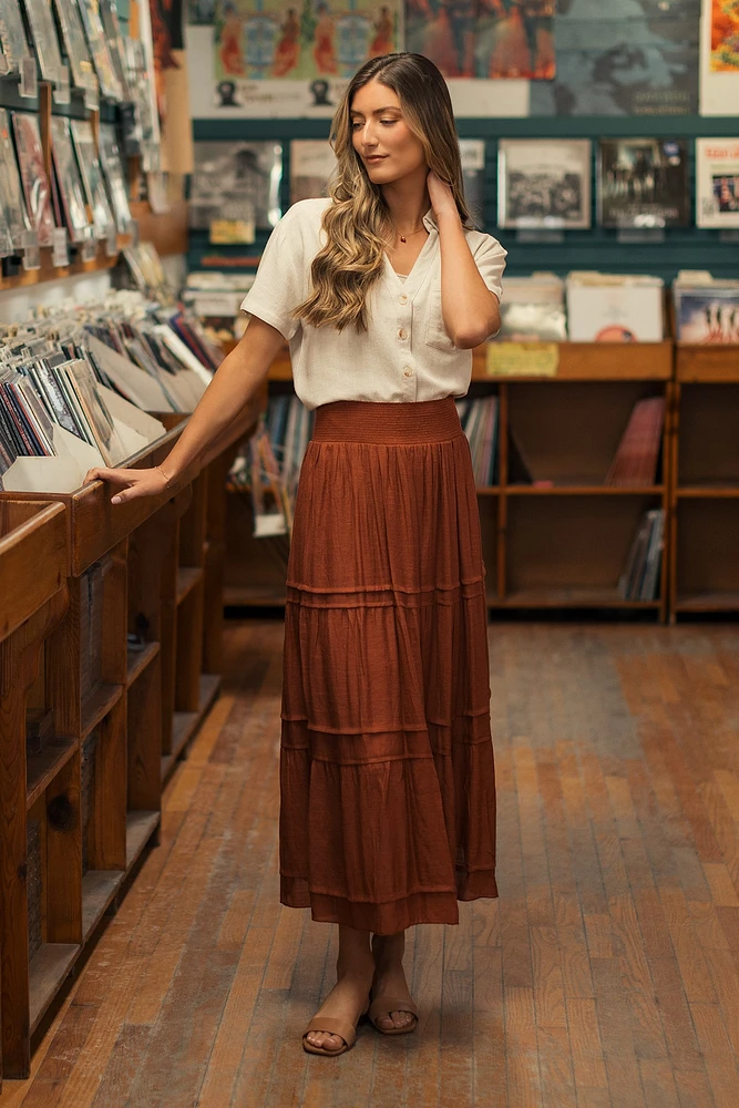 Gauze Tiered Maxi Skirt