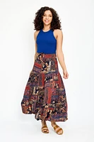 Patchwork Gauze Tiered Maxi Skirt