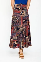 Patchwork Gauze Tiered Maxi Skirt