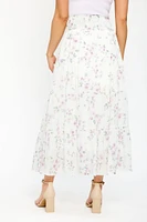 Floral Cross-Hatch Tiered Maxi Skirt