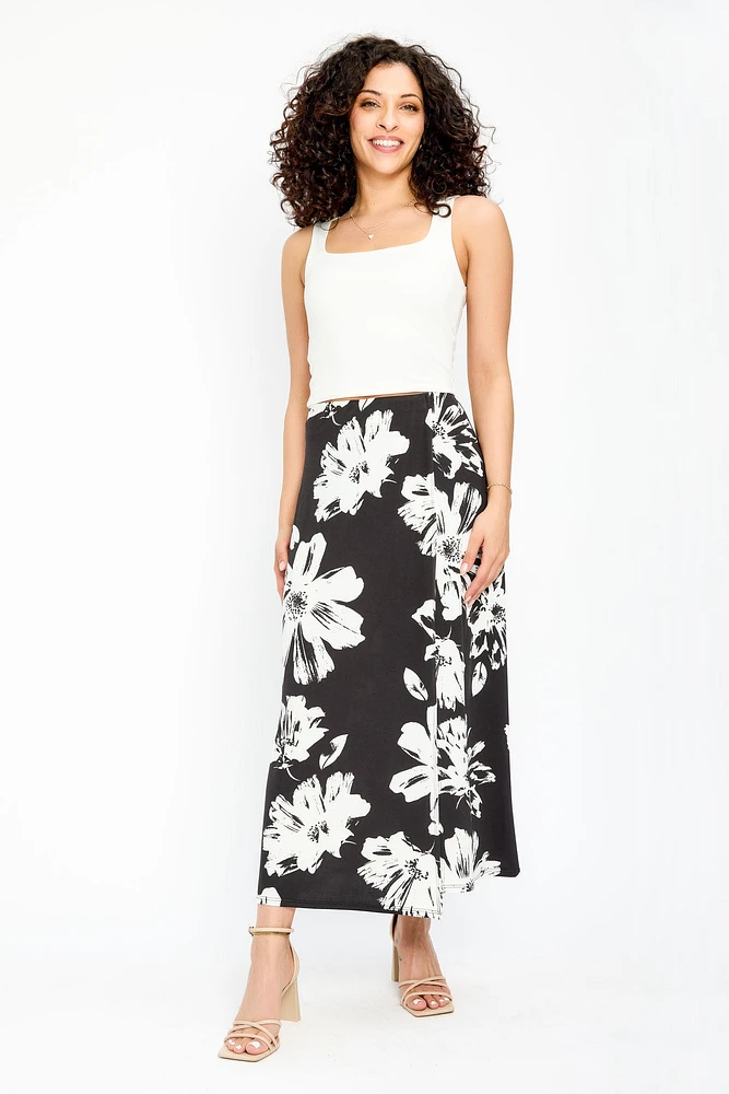 Floral Maxi Skirt with Built-In Shorts