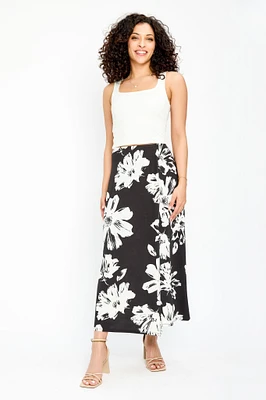 Floral Maxi Skirt with Built-In Shorts