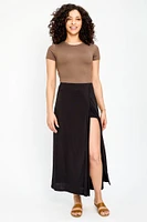 Solid Maxi Skirt with Side Slit and Built-in Shorts