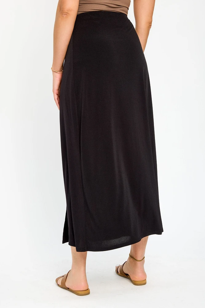 Solid Maxi Skirt with Side Slit and Built-in Shorts