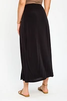 Solid Maxi Skirt with Side Slit and Built-in Shorts