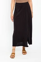 Solid Maxi Skirt with Side Slit and Built-in Shorts