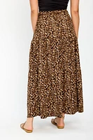Animal Print Tiered Maxi Skirt