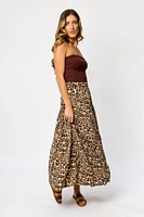 Animal Print Ripple Jersey Tiered Maxi Skirt