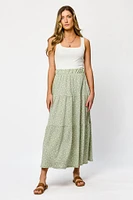 Printed Ripple Jersey Tiered Maxi Skirt