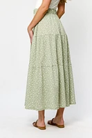 Printed Ripple Jersey Tiered Maxi Skirt