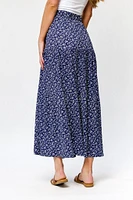 Printed Ripple Jersey Tiered Maxi Skirt