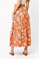 Floral Ripple Jersey Tiered Maxi Skirt