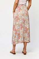 Small Floral Print Maxi Skirt with Side Slit and Built-in Shorts