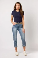 Wallflower The Fearless Curvy Belted Cropped Jeans