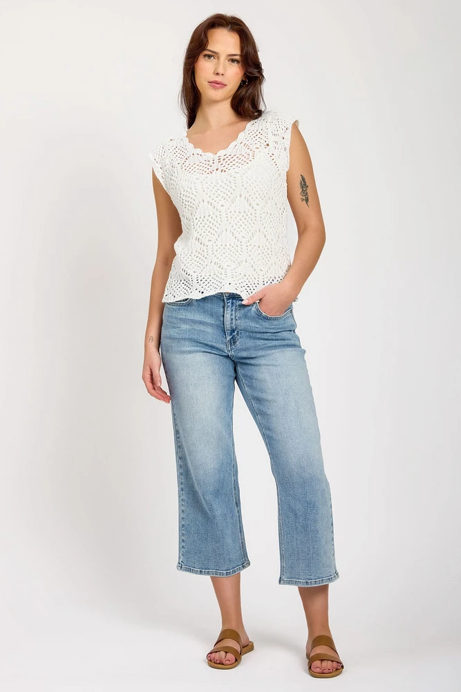 YMI Bella Wide Leg Crop Jeans