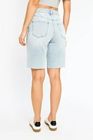 Celebrity Pink Light Wash High-Rise Short with Raw Hem