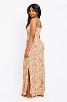 Floral Spaghetti Strap V-Neck Maxi Dress with Cut-Out
