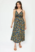 Floral Double Strap V-Neck Maxi Dress