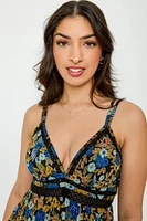 Floral Double Strap V-Neck Maxi Dress