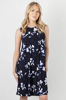 Floral Sleeveless Dress with Pockets
