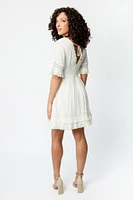 Boho Bell-Sleeve V-Neck Dress