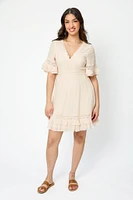Boho Bell-Sleeve V-Neck Dress