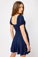 Eyelet Puff-Sleeve Skater Dress