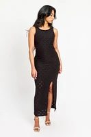 Eyelet Sleeveless Bodycon Maxi Dress