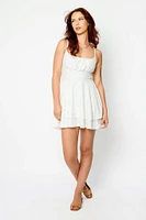 Eyelet Spaghetti Strap Scoop-Neck Dress with Tie-Back