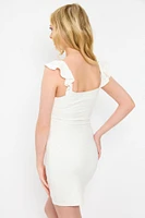 Eyelet Flutter-Sleeve Bodycon Dress